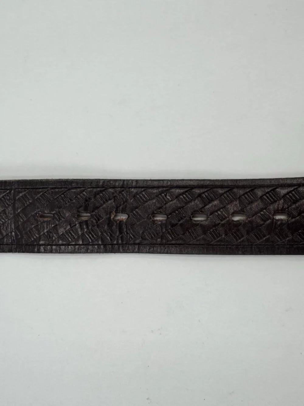 Vintage Women's Western Leather Belt Engraved Buckle Stone Accent Brown Size 34